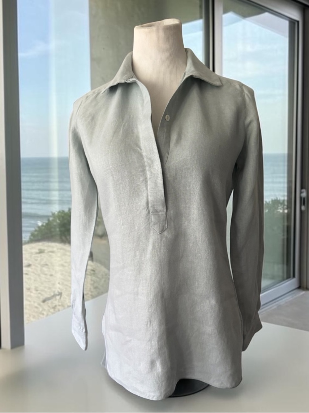 ANN MASHBURN LINEN POPOVER TOP Size XS